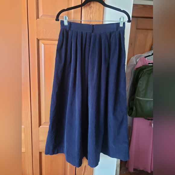 Vintage Eddie Bauer Navy Blue Corduroy Button-Down Maxi Skirt 12 - Picture 8 of 9
